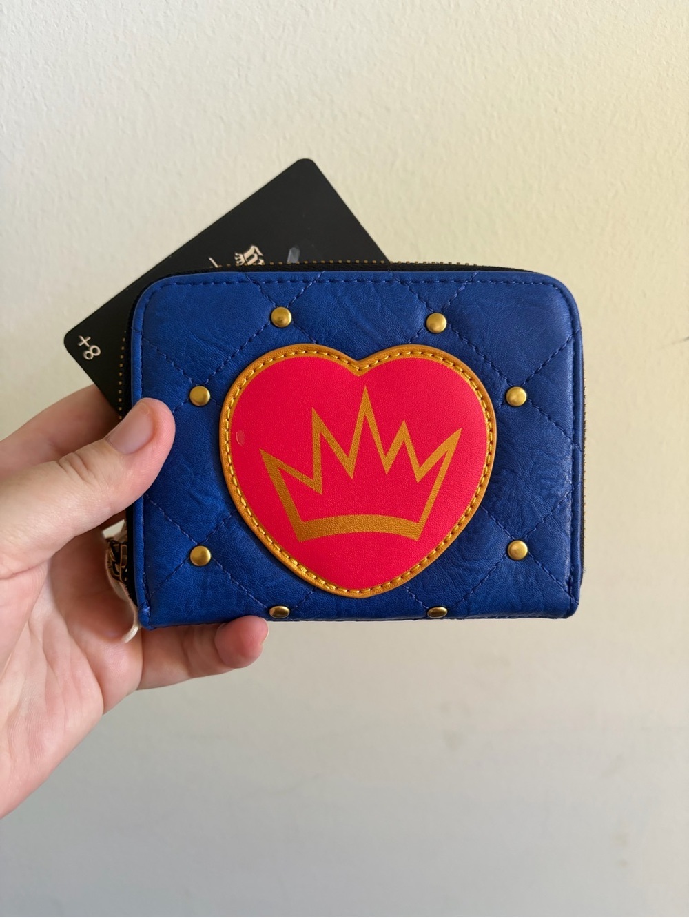 Loungefly Snow White Blue Wallet with Pink red Heart and Gold Crown Accents